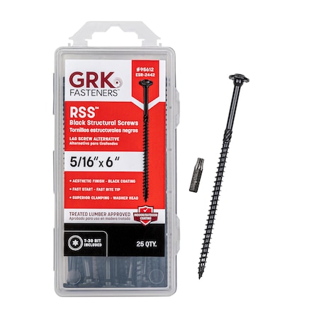 Grk Fasteners 5/16" Structural Bolt, Steel, 6 in L, 25 PK 95612
